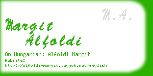 margit alfoldi business card